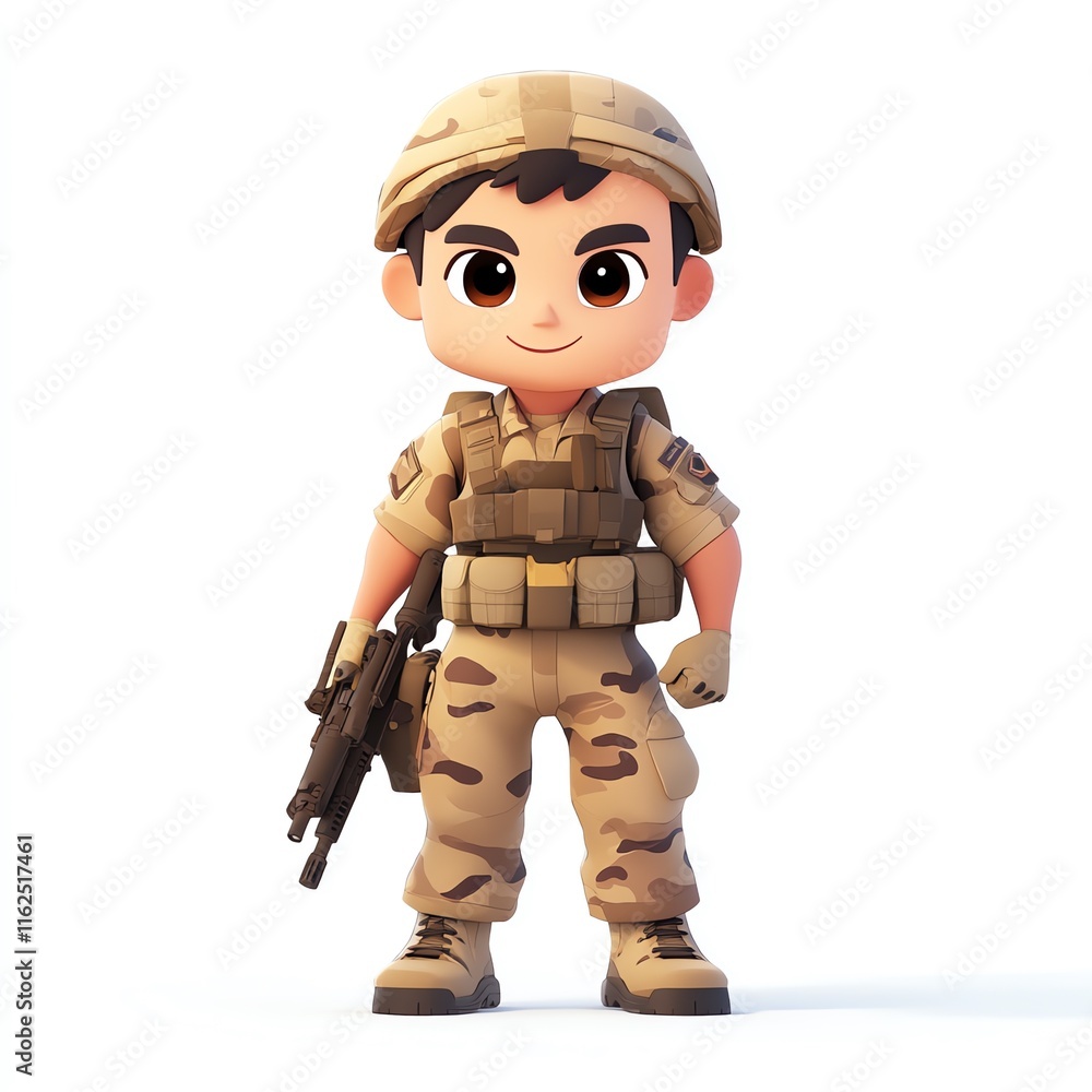 A 3D isolated cartoon character of a strong and muscular Army officer, soldier, whimsical funny and cute, white background A 3D isolated cartoon character of a strong and muscular Army officer, soldier, whimsical funny and cute, white background