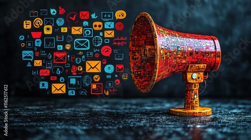 Amplifying High Fidelity Communication with Social Media Icons via Megaphone in a Creative Environment