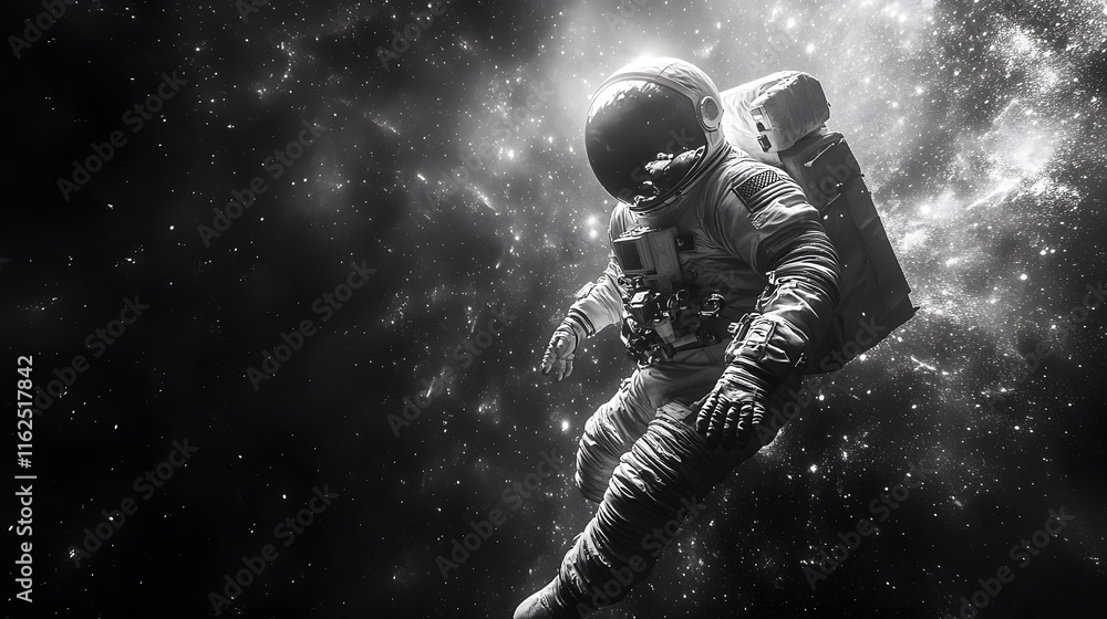 A Striking Black and White Photograph of an Astronaut Boldly Navigating the Infinite Emptiness of Space A Striking Black and White Photograph of an Astronaut Boldly Navigating the Infinite Emptiness of Space
