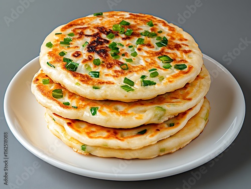 Delicious scallion pancakes home kitchen food photography with warm culinary vibes photo