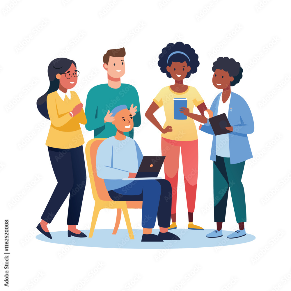 Obraz premium Black people team illustration