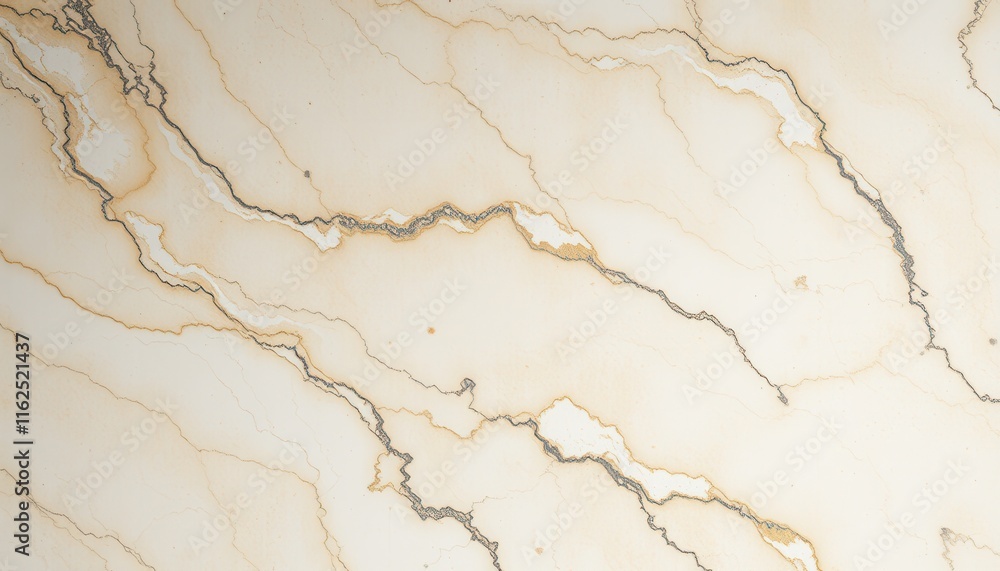 Fototapeta premium Creamy Beige Marble Texture With Brown Veining
