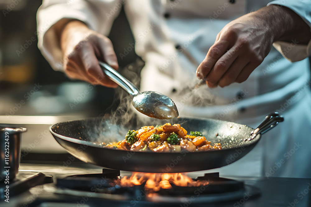 Chef Preparing Delicious Stir-Fry Dish Chef Preparing Delicious Stir-Fry Dish