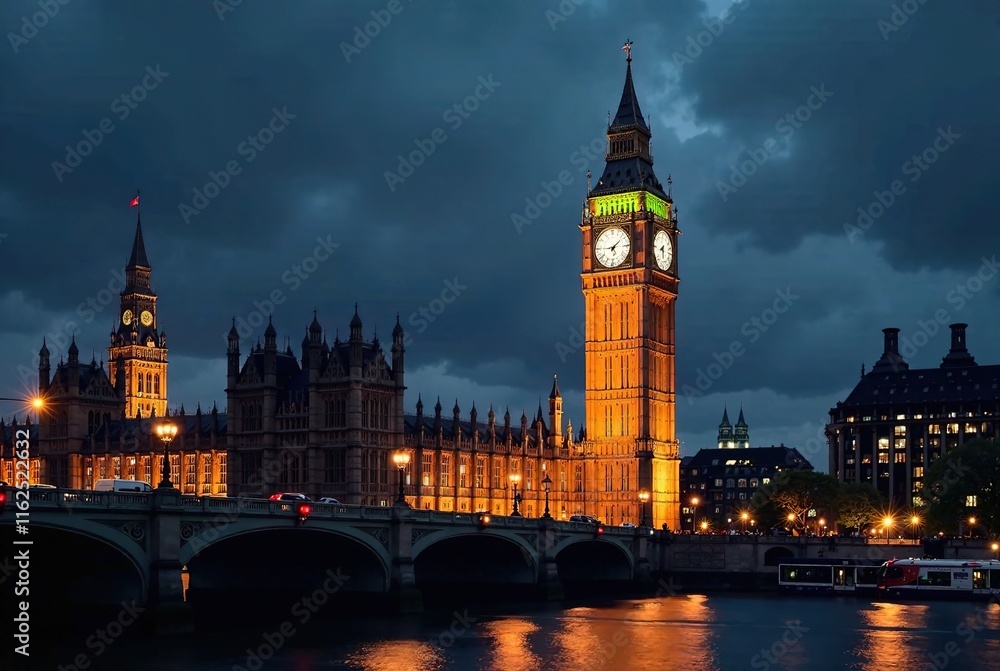 Big Ben Tower, London Skyline, Architectural Photography, Night View, Majestic Landmark, 5 Additional Elements, Depth, Mood, Vibe, Lighting, Atmosphere, Style, Quality, AI Art Big Ben Tower, London Skyline, Architectural Photography, Night View, Majestic Landmark, 5 Additional Elements, Depth, Mood, Vibe, Lighting, Atmosphere, Style, Quality, AI Art