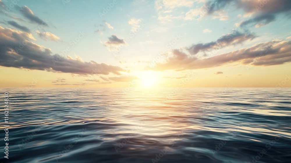 Obraz premium Tranquil Ocean View with Serene Horizon, Inviting Calmness and Peaceful Atmosphere for Relaxation and Reflection