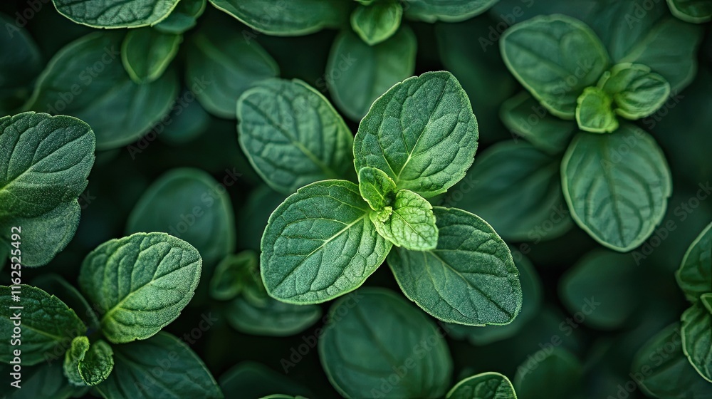 Fresh mint plant leaves showcasing their vibrant green color. Fresh mint plant leaves showcasing their vibrant green color.