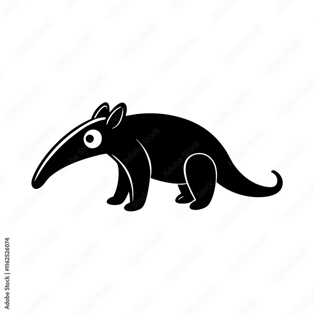 Anteater cartoon vector silhouette