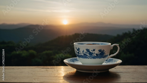 White Coffee Mug with Saucer and Empty Cup – Isolated on Table for Morning Beverage