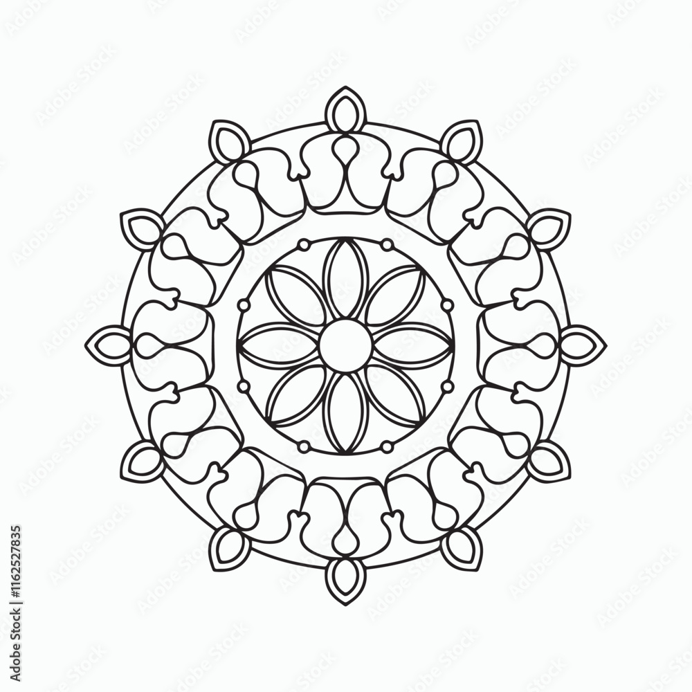 Simple black and white mandala, simple mandala coloring pages, vector file, tattoo design Simple black and white mandala, simple mandala coloring pages, vector file, tattoo design