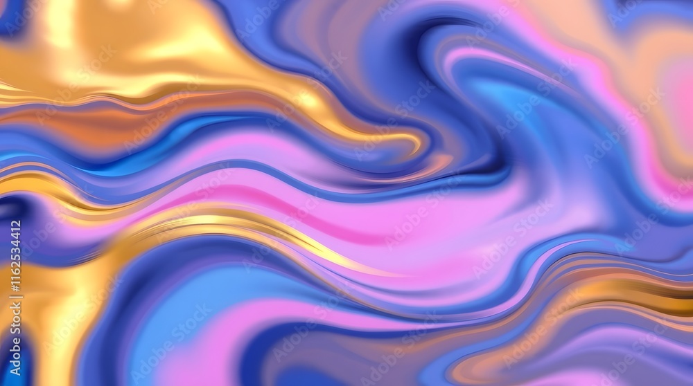 Obraz premium Abstract Swirling Liquid Gold Blue Pink Marble Texture