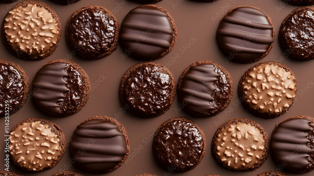 Pattern made from chocolate dipped Christmas cookies - Pattern made from chocolate dipped Christmas cookies -