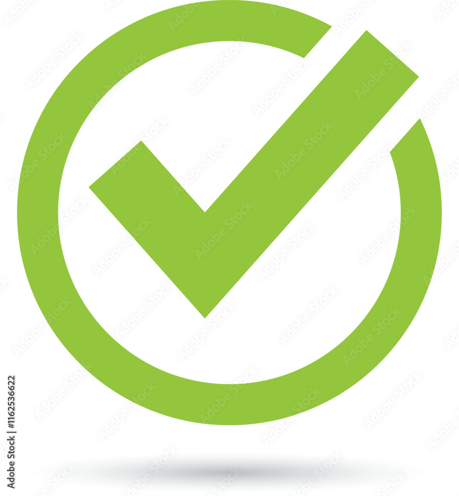 Bright green checkmark icon. Approved icons on white background. Bright green checkmark icon. Approved icons on white background.