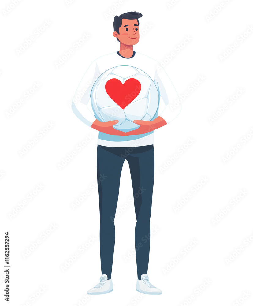 Clipart of sport trainer holding a ball with the red heart on it 2 Clipart of sport trainer holding a ball with the red heart on it 2