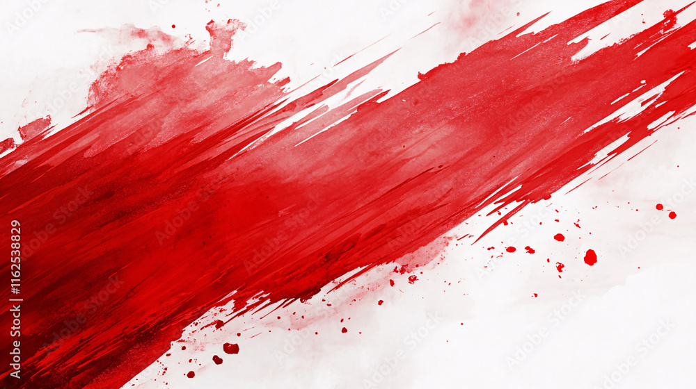 A bold streak of vibrant red paint cutting diagonally across a white background creating a dynamic artistic effect
A bold streak of vibrant red paint cutting diagonally across a white background creating a dynamic artistic effect