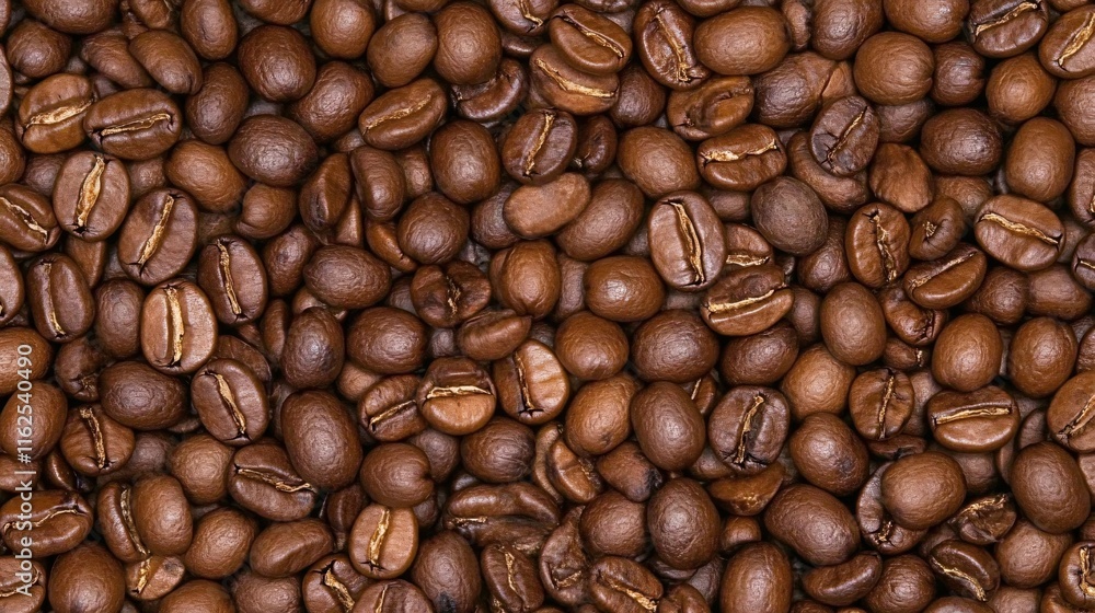 Close-Up View of Roasted Coffee Beans with Rich Texture and Deep Color Close-Up View of Roasted Coffee Beans with Rich Texture and Deep Color
