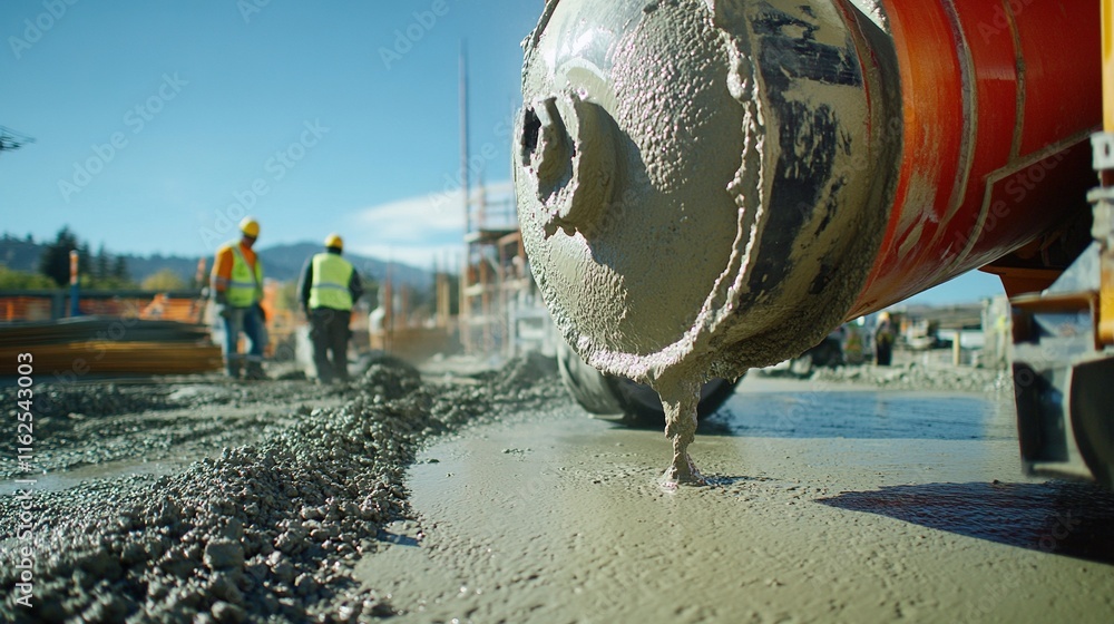 Concrete pouring, construction site. Concrete pouring, construction site.