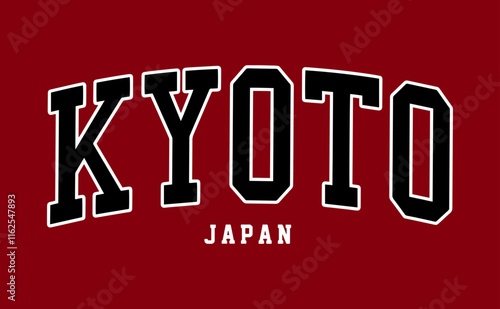 KYOTO,JAPAN,Varsity slogan graphic for t-shirt,vector