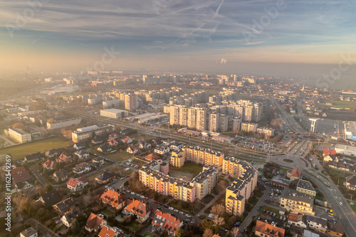Obraz na płótnie Winter day with a lot of smog in Opole. You can see dark layers with smog. w salonie