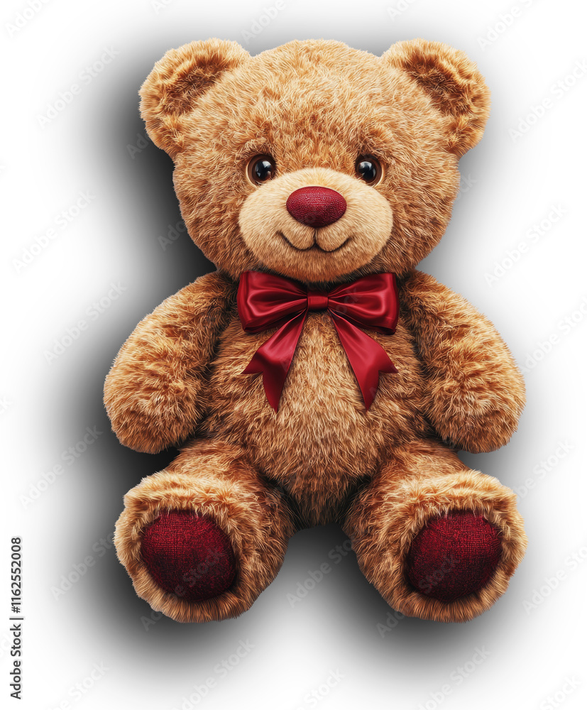 Obraz premium Cute teddy bear soft toy with the red ribbon 3