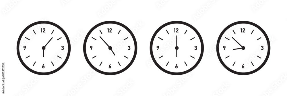 clock icon set. vector illustration of clock, time, count, timer. vector clock in various styles. clock icon set. vector illustration of clock, time, count, timer. vector clock in various styles.
