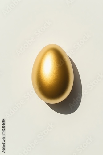 clean easter invitation with bold typography and single gold egg motif set against bright white surface photo