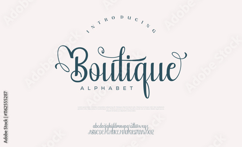 Elegant and luxury decorative alphabet display font vector. Curvy natural style typeface
