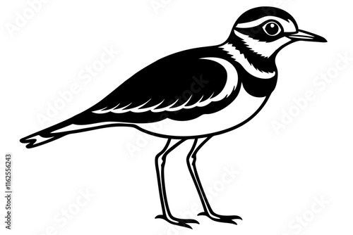 Killdeer Bird Silhouette Vector Illustration