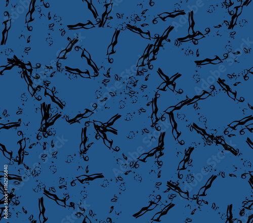 Abstract water color black seamless patterns