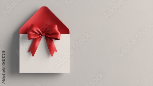Wallpaper Mural Elegant Gift Box with Red Bow on Minimalist Background for Festive Occasions Torontodigital.ca
