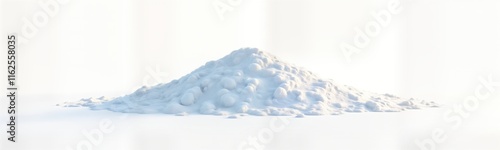 Isolated pile of snow. 3D illustration of snow mound. Abstract winter scene. Suitable for winter theme. Versatile image for various contexts like posters social media. Pure white snow. Excellent for photo