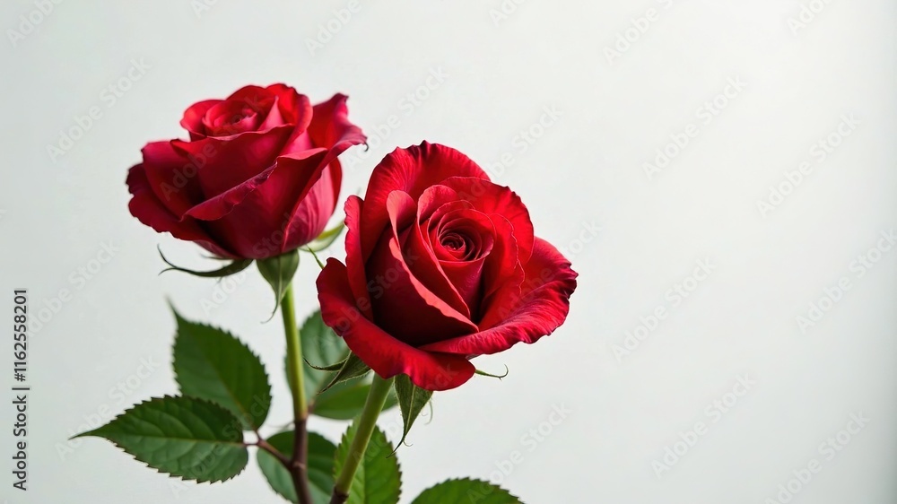 Red Roses on White, Elegant Floral Still Life, High Definition Photography Red Roses on White, Elegant Floral Still Life, High Definition Photography
