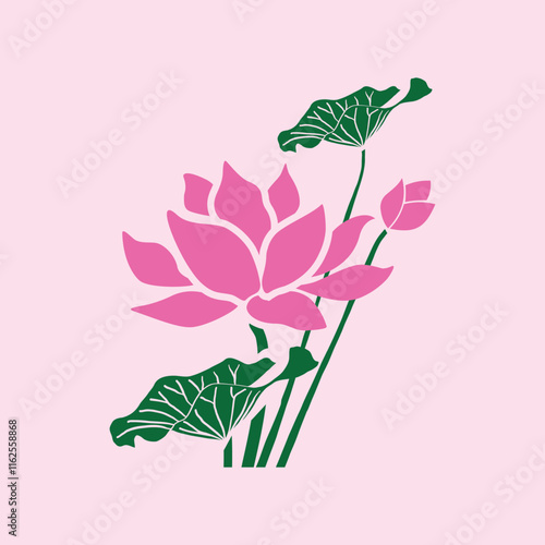 Pink lotus flowers. Watercolor illustration. Set of compositions with lotus. Chinese water lily. Design for the design of invitations, movie posters, fabrics and other items.
