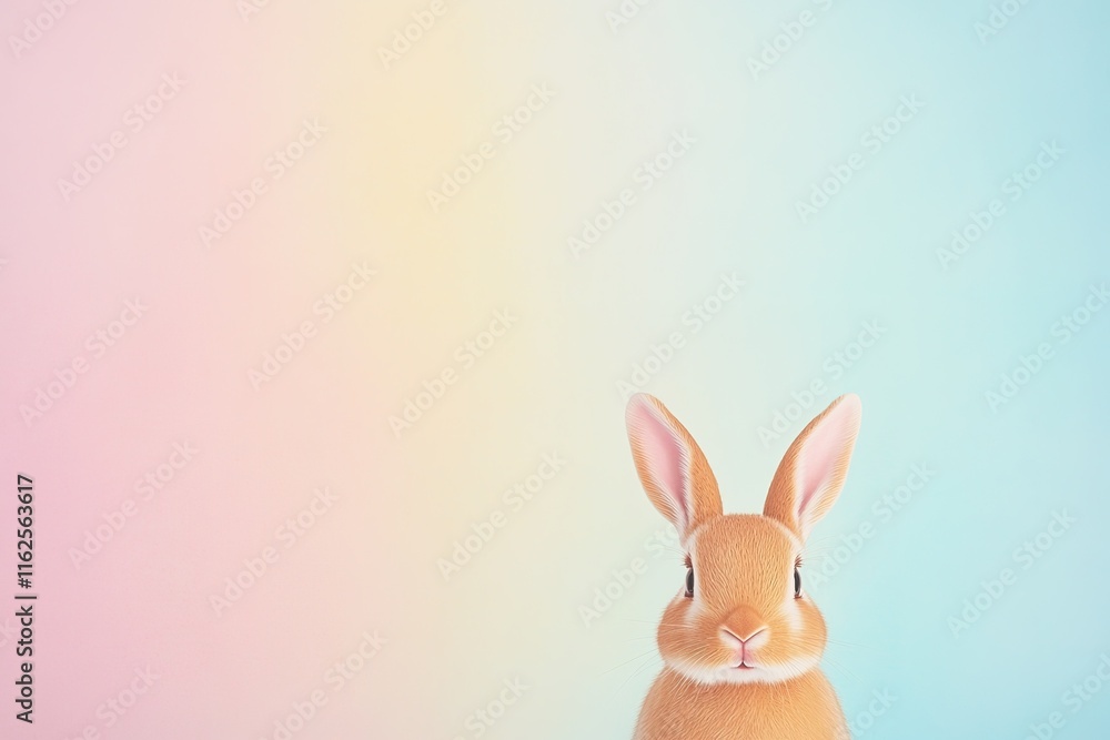 Obraz premium vibrant easter invitation with bold watercolor bunny design centered on pastel background with soft edges