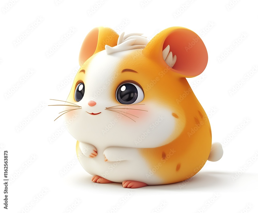 Adorable cartoon hamster, plump body, large eyes, sitting. Adorable cartoon hamster, plump body, large eyes, sitting.