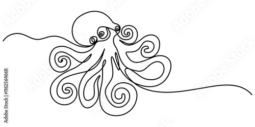 octopus continuous line art drawing style. Minimalist black octopus seafood outline. editable active stroke vector, octopus sketch, drawing by one continuous line, on abstract background vector pro. 