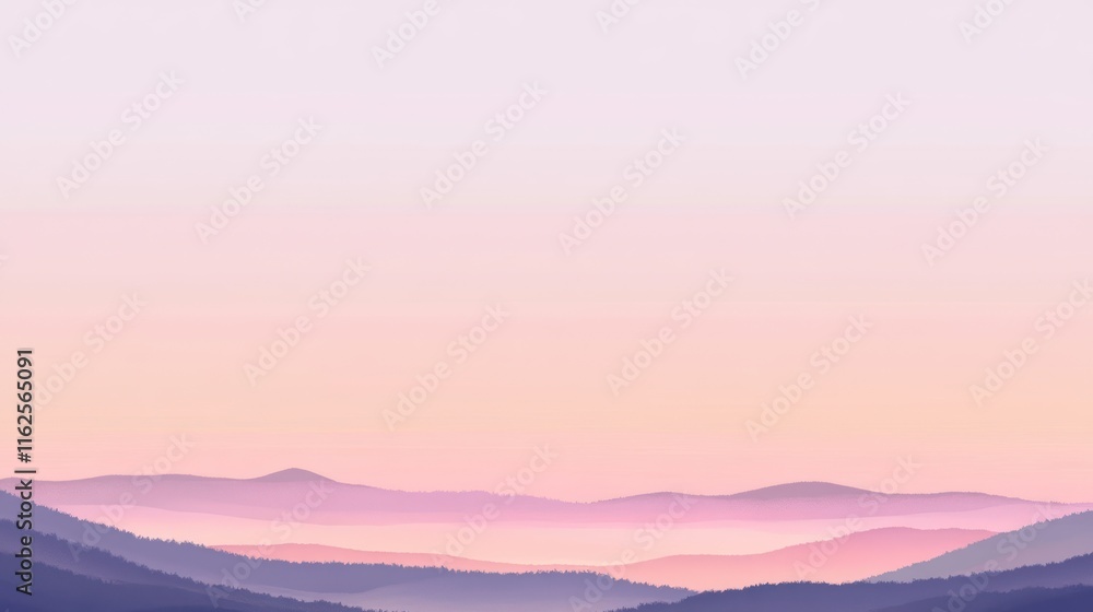 Obraz premium Serene Pastel Mountainscape at Sunrise Dawn