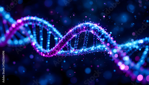 Glowing DNA Double Helix Structure.