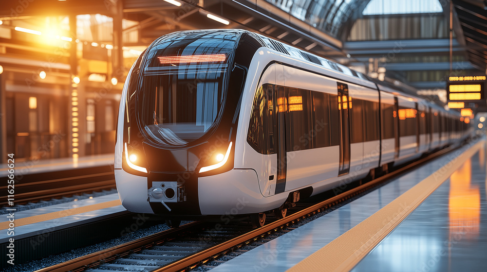 Naklejka premium Wide angle view of an underground subway platform