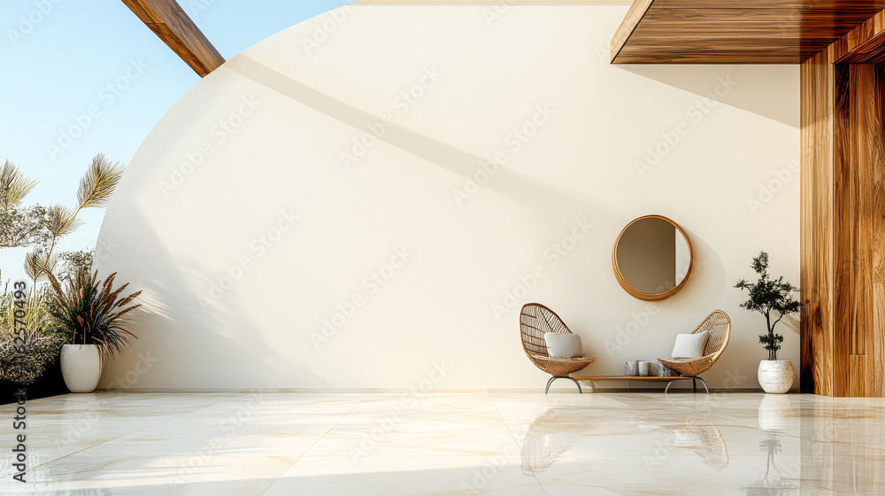 Obraz premium Elegant modern interior design featuring a cozy seating arrangement and natural elements