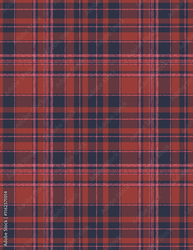 Obraz premium Plaid fabric pattern, blue, brown, cream, seamless for textiles, and for designing clothes, skirts or decorative fabrics. Vector illustration.