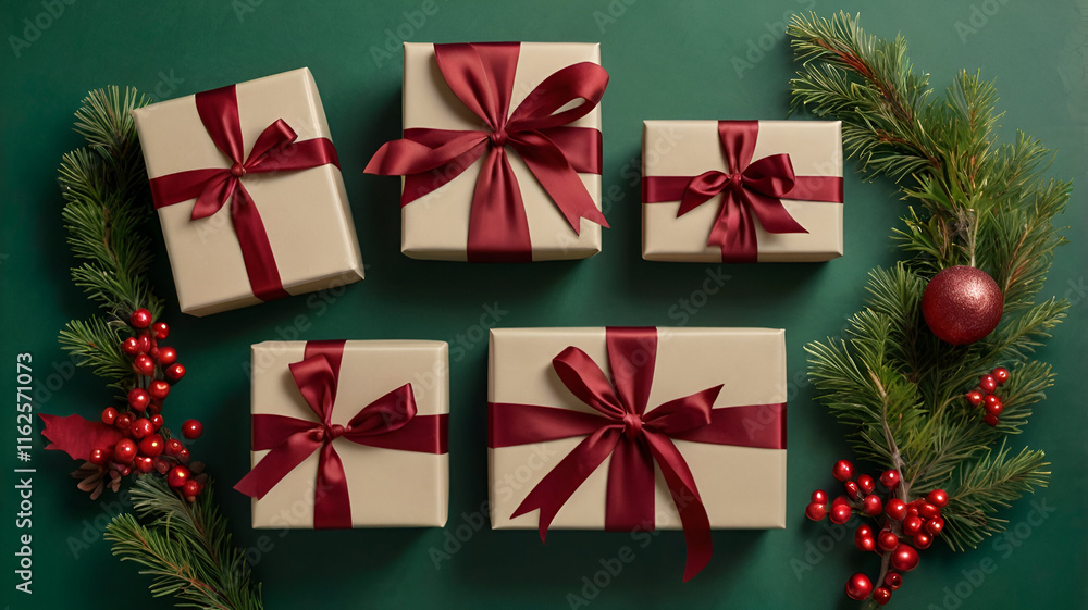 Beautifully wrapped New Year's gifts stacked together, featuring colorful paper, shimmering bows, and festive tags. Beautifully wrapped New Year's gifts stacked together, featuring colorful paper, shimmering bows, and festive tags.