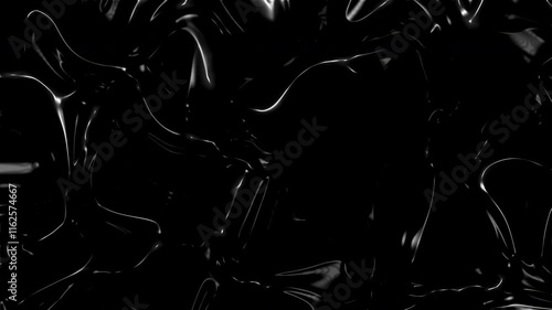 Glänzende schwarze Flüssigkeit wirbelt in abstrakten Mustern, die sich für Hintergründe, Tapeten, künstlerische Designs, Branding-Materialien und Technologiekonzepte eignen,