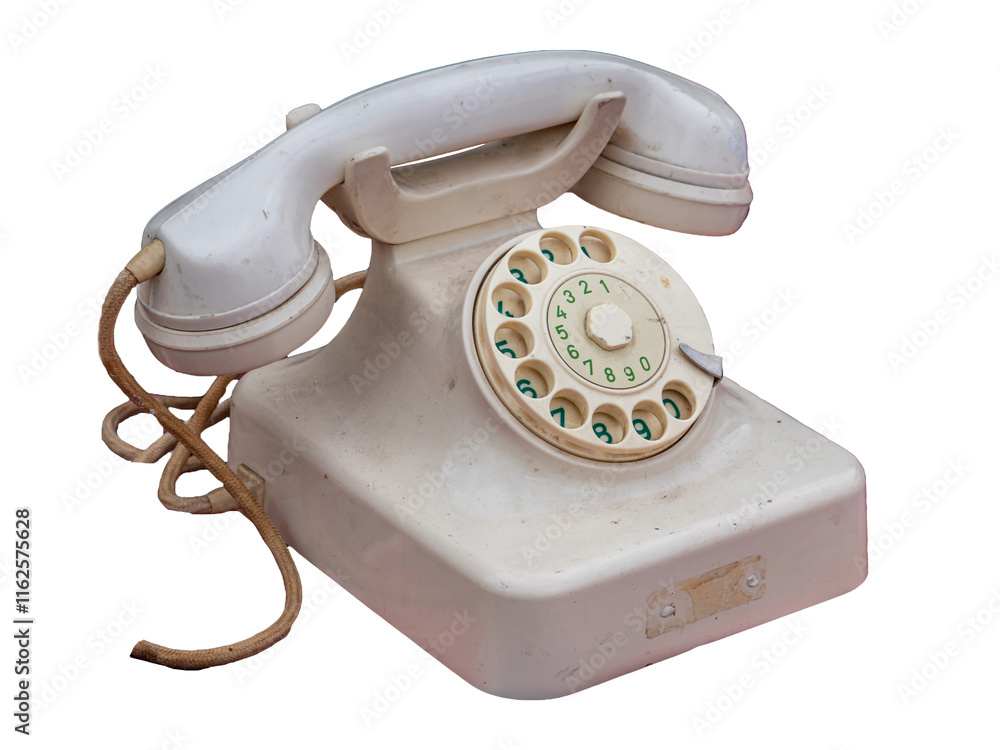 old vintage phone isolated on transparent background