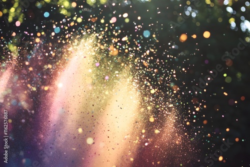 Dynamic Shot of Colored Powders Exploding in Bright Background photo