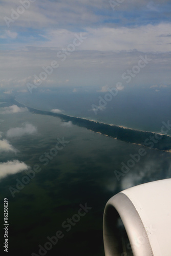 Obraz na płótnie View of Curonian Spit from aircraft. Kaliningrad, Russia w salonie