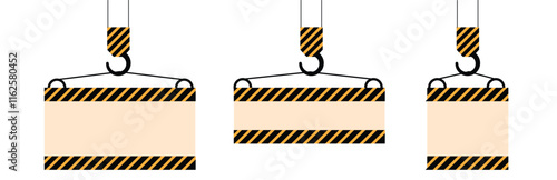 Crane Hook Lifting Concrete Banner Place for Text. Industry, house building and graphic design element concept vector art