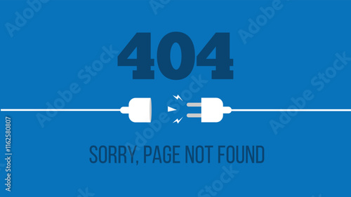Error 404 Page not Found with Disconnected Cable. Website service and browsing internet concept vector
