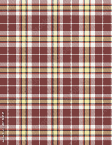 Plaid fabric pattern, blue, brown, cream, seamless for textiles, and for designing clothes, skirts or decorative fabrics. Vector illustration.