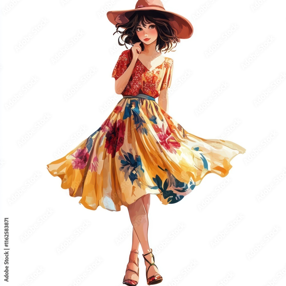 Girl in fashionable clothes Isolated on White Background Generative AI Girl in fashionable clothes Isolated on White Background Generative AI