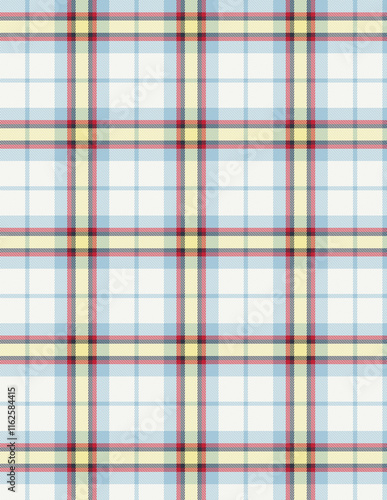 Plaid fabric pattern, blue, brown, cream, seamless for textiles, and for designing clothes, skirts or decorative fabrics. Vector illustration.